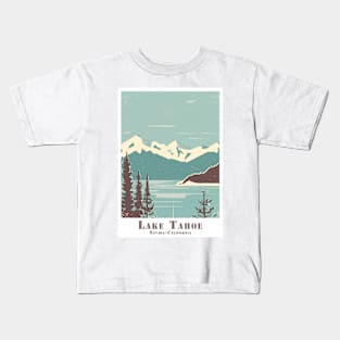 Lake Tahoe Abstract Vintage Travel Poster Kids T-Shirt